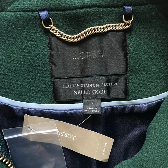 JCREW Villa Cocoon Coat Womens 2 Green Mid Length Stadium Cloth Wool BA538 - Picture 3 of 13